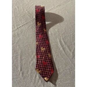 Vintage 50s Novelty Tie 1950s Retro Rocking Horse Checked Rockabilly Necktie